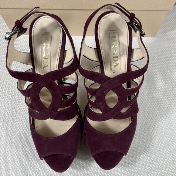 Prada Suede And Snakeskin Heels Sz 36 / US 5.5 w/ Dust Bag & Box - Picture 15 of 16